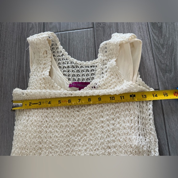 Mix Nouveau|Vintage 90’s tiered ruffle white Maxi dress with crotchet & florals• - Picture 11 of 13